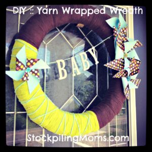 DIY Yarn Wrapped Wreath Baby Shower Decoration