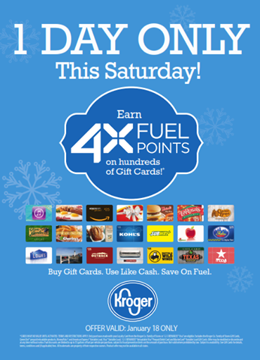 Kroger 4X Fuel Points – 1/18/14
